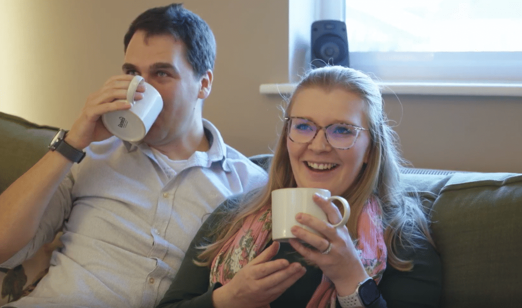 Liam and Naomi in their warm home as Lendology CIC provided the funding for their solar panels