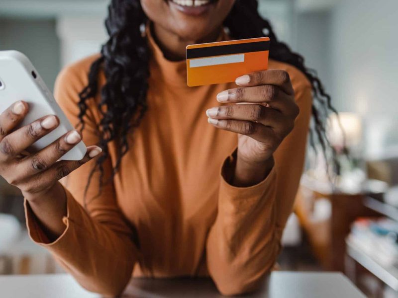 a woman uses online banking